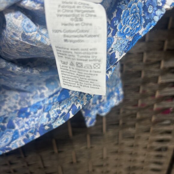 J. Crew Liberty London Blue Floral Ruffled Yoke Blouse Size Small - Picture 8 of 9
